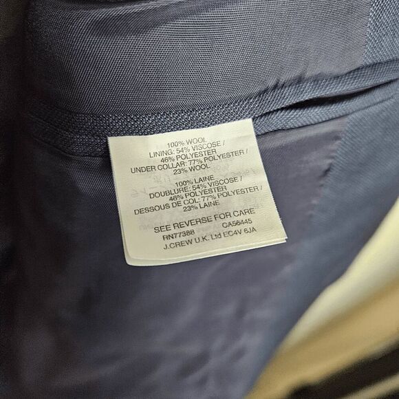 J. Crew Slim-fit Thompson Worsted Wool Suit Jacket G1730 Men's Blue Gray Size 3 - Picture 3 of 5